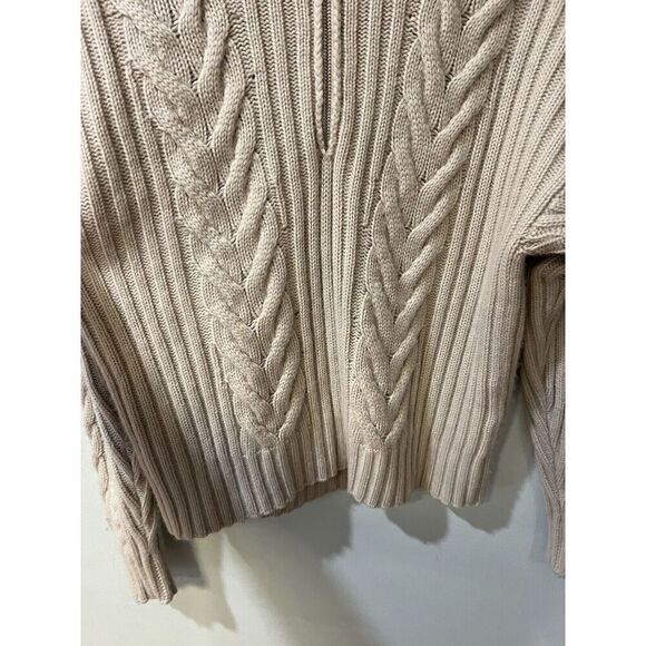 Naadam Womens Sweater Size M Wool  Cashmere Open Back Turtleneck Half-Zip - Picture 8 of 10